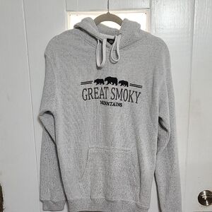 Issac's Design Great Smoky Mountains Gray Sweaterish Hoodie Unisex Sz M GUC READ